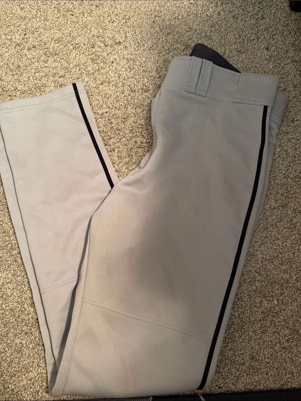 Easton Light Gray Baseball Pants with Black Piping